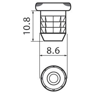 Blum 70T558201 8.6mm X 12mm Dowel with Square Head, Press-In 50 Pack